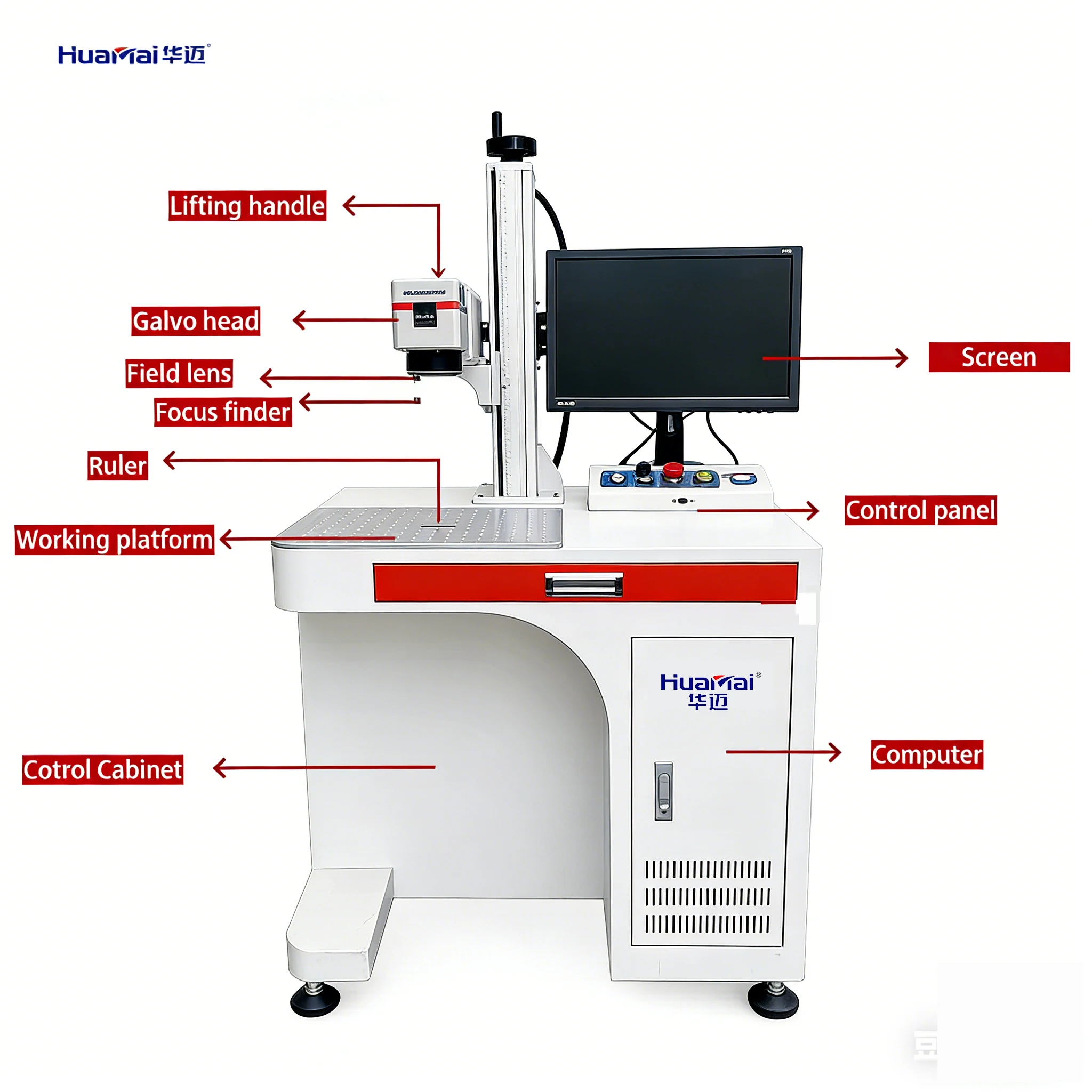 20W 30W 50W 100 Watts Metal Stainless Steel Brass Mopa Fiber CNC Marker Engraving Marking Etching Machine