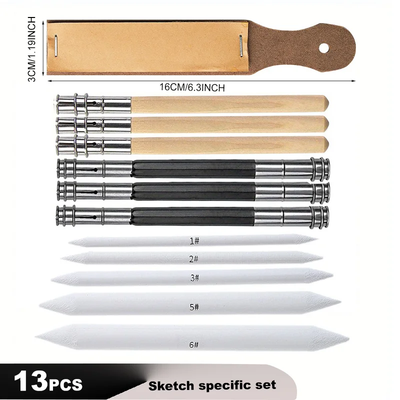 13 Pcs Sets Sketch Specific Adjustable Dual Single Head Pencil Extender Holder Sanding Cardboard Sketch Rice Paper Pen Art Tool