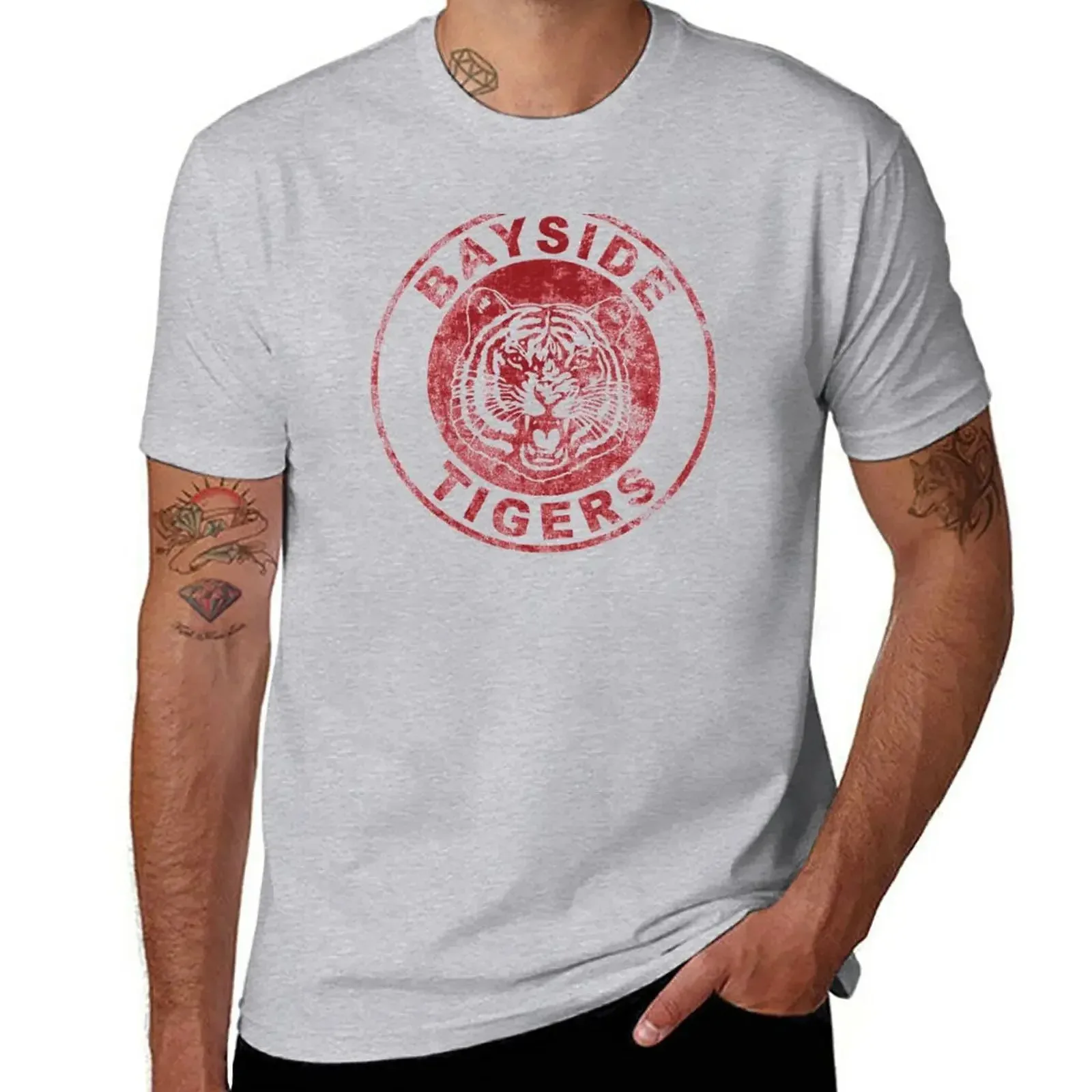 Bayside (Distressed) Tigers T-Shirt Short sleeve tee animal prinfor boys anime mens graphic t-shirts big and tall