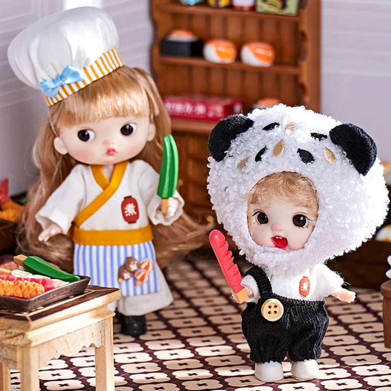 Premium Chef Outfit for OB11 BJD Dolls with Keychain Cute Cooking Series Fruit Vegetable Design DIY Miniature Hanging Decor Gift