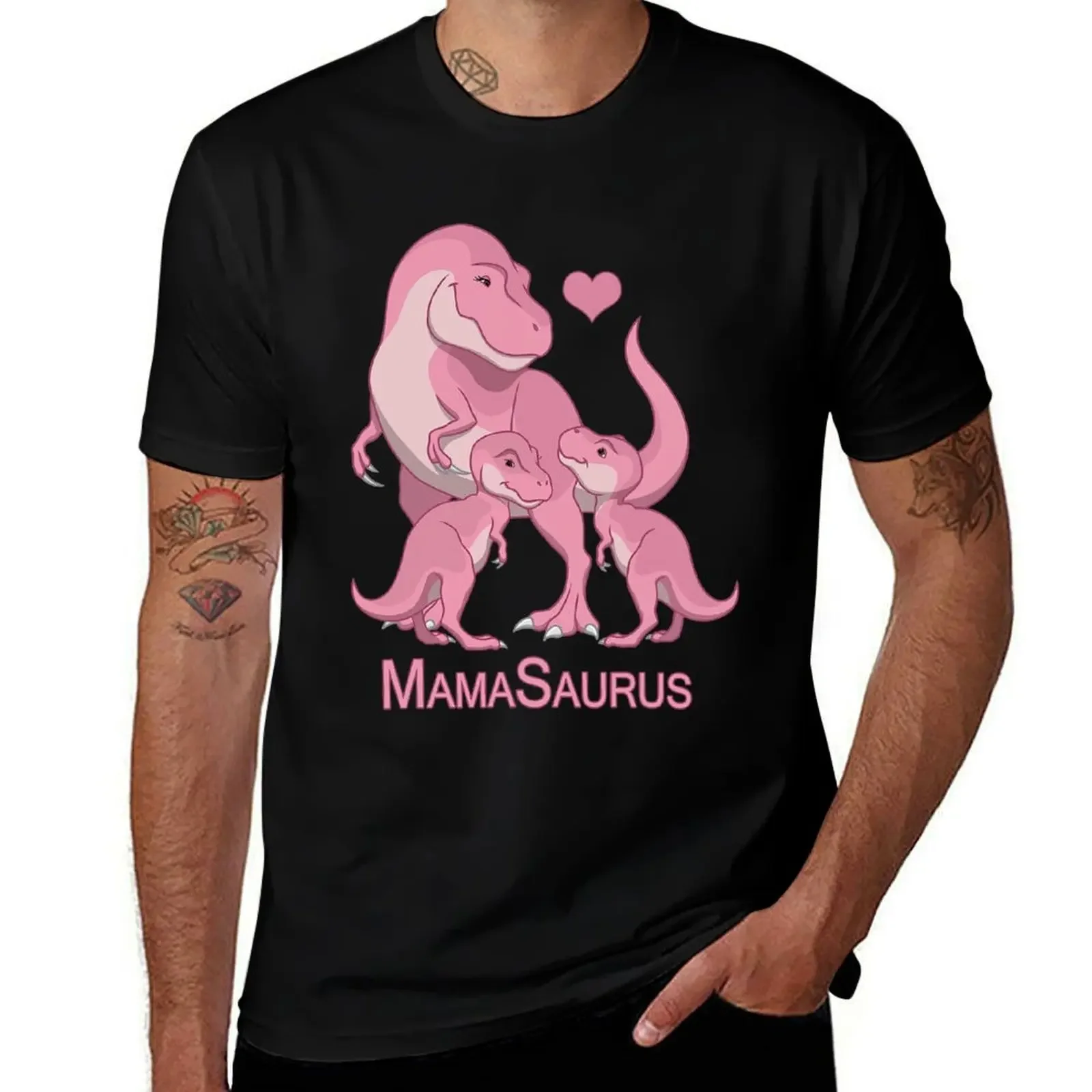 MamaSaurus Mother T-Rex & Twin Baby Girls Dinosaur T-Shirt anime tshirt oversized graphic tee sublime mens champion t shirts