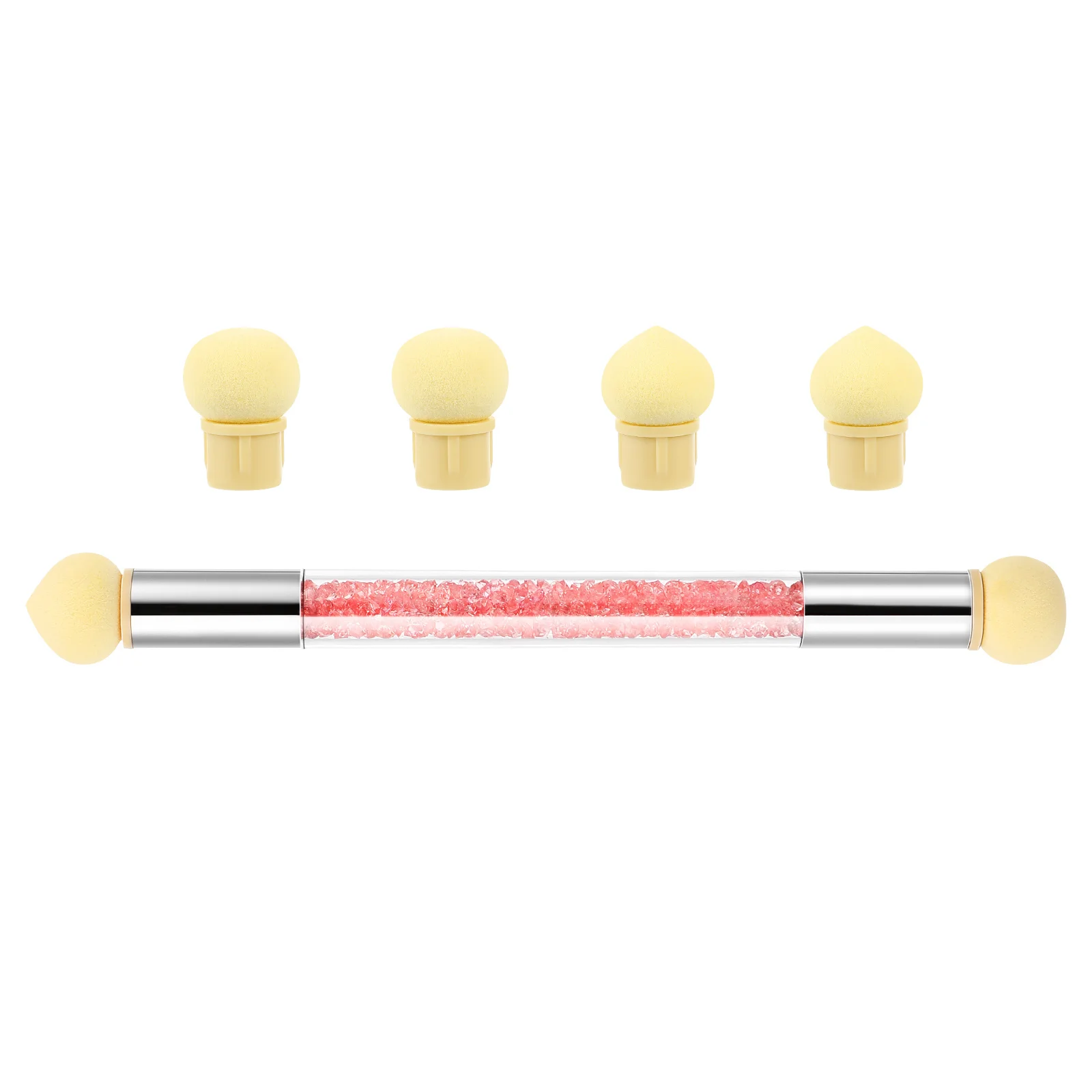 1 Juego de pinceles de esponja para manicura, suministros profesionales reutilizables para decoración de uñas con cabezales reemplazables, almacenamiento compacto para viajes