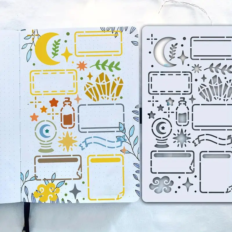 【B】15Pcs Diary Drawing Templates Reusable Stencils DIY Scrapbooking For Painting Diary Scrapbook Journal Stationery Gifts