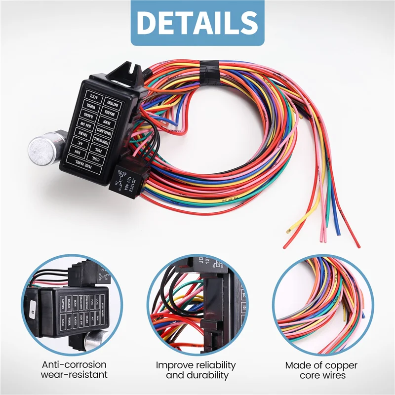 

Practical 14 Circuit Wiring Harness Kit Car Modification Circuit For Chevy Ford Chrysler Mopar Muscle Car Electrical Wire Harnes