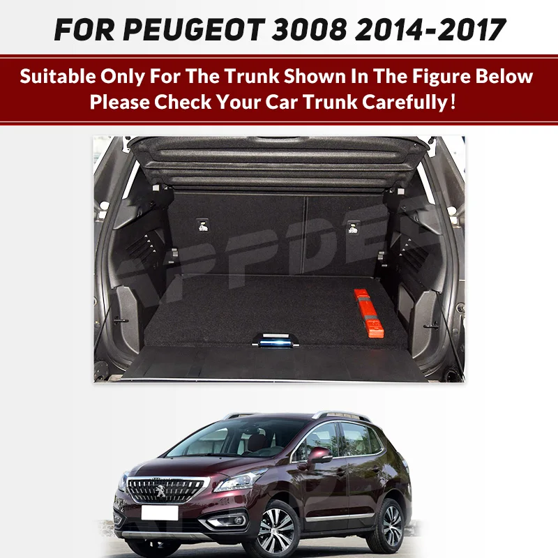 Car Trunk Mat For PEUGEOT 3008 2014 2015 2016 2017 Custom Car Accessories Auto Interior Decoration