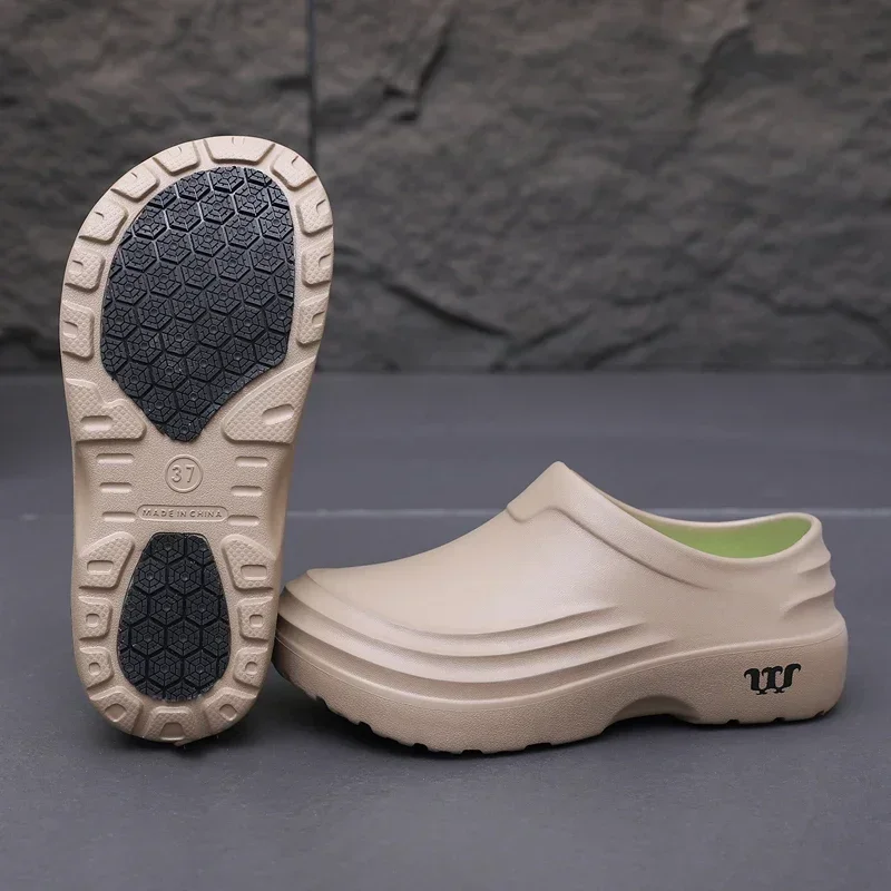 Men's Chef Shoes Closed-Toe Working Shoes Lightweight Eva Waterproof Clogs Oil-Proof Non-Slip Anti-slip Kitchen Work Sandals
