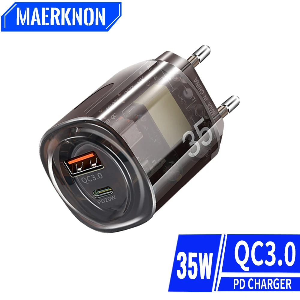 

35W USB C Charger Fast Charging QC3.0 Quick Charge 3.0 Type C Charger Adapter For iPhone 15 Xiaomi Samsung USB C Wall PD Charger