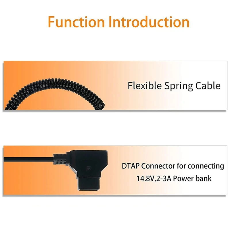 Coiled D-Tap To L-Series F550 Battery Dummy Cable For Sony Feelworld/Atomos Shinobi Small Hd/Andycine Camera Monitor