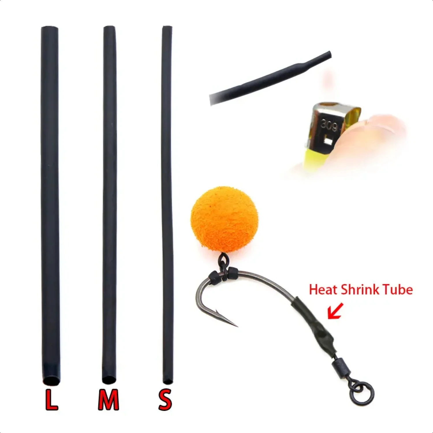 

30pcs Carp Fishing Accessories Fishing Hook Line Aligner Sleeve Heat Shrinkable Tubes Ronnie Hair Rig Fishing Tackle Equipment