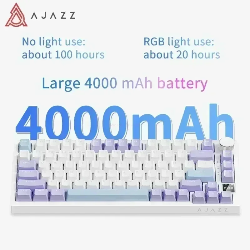 Imagem -04 - Pro Teclado Mecânico Rgb Tri-mode Jogos 75 Montagem em Junta Bluetooth 5.1 2.4g sem Fio e Tipo-c com Fio Tela Tft Ajazz-ak820