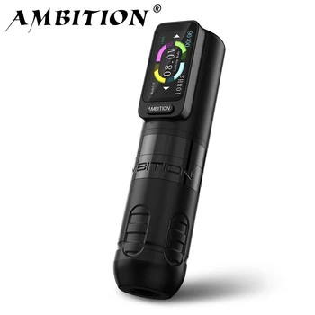 Ambitie Zetton Draadloze Tattoo Machine Pen 4.0/3.5mm Slag Rechte Staaf Structuur Borstelloze Motor 2400mAh Touch screen Batterij
