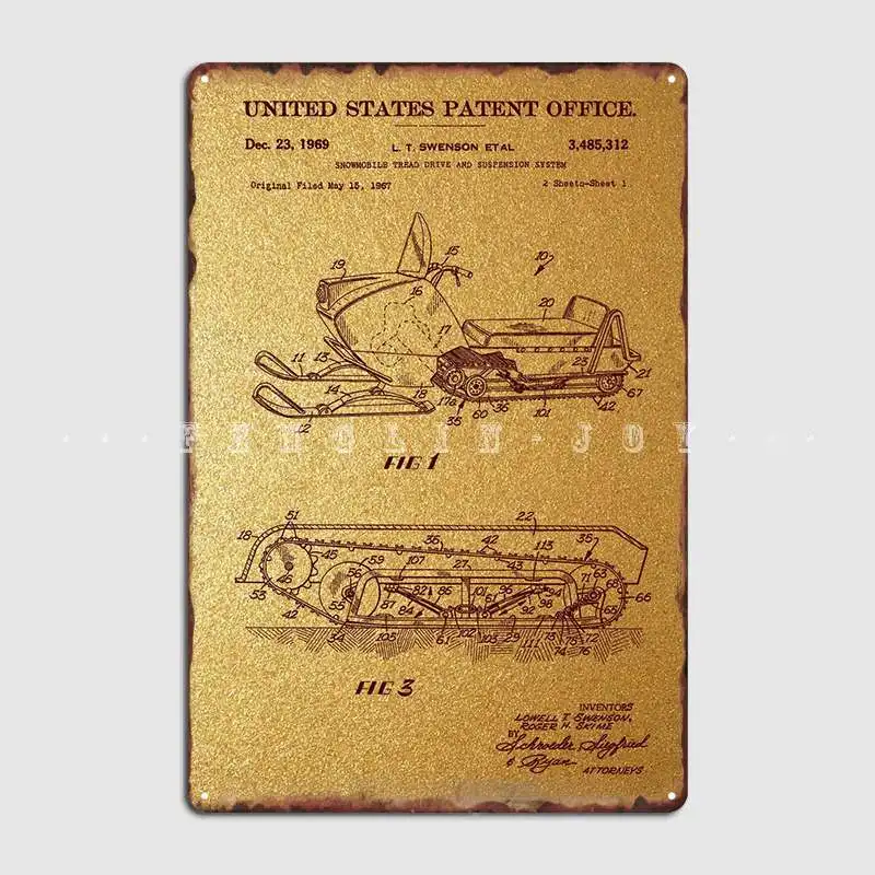 49 Snowmobile Patent 1969 Poster Metal Plaque Plaques Kitchen Vintage Cinema Living Room Tin Sign Poster