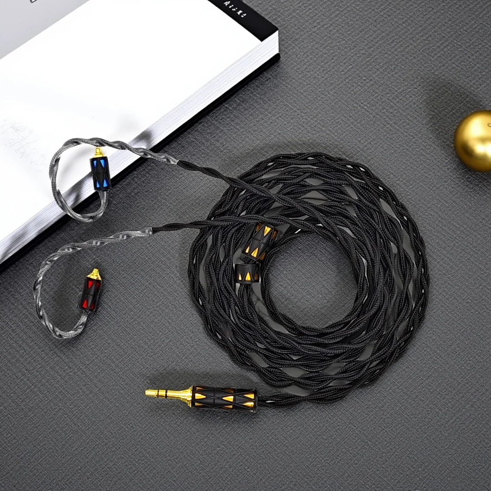 Guhe Single Crystal Copper Earphone Upgrade Cable4.4mm Core HiFi Balance Cable 3.5mmPlug Universal for Mobile Phone and Computer