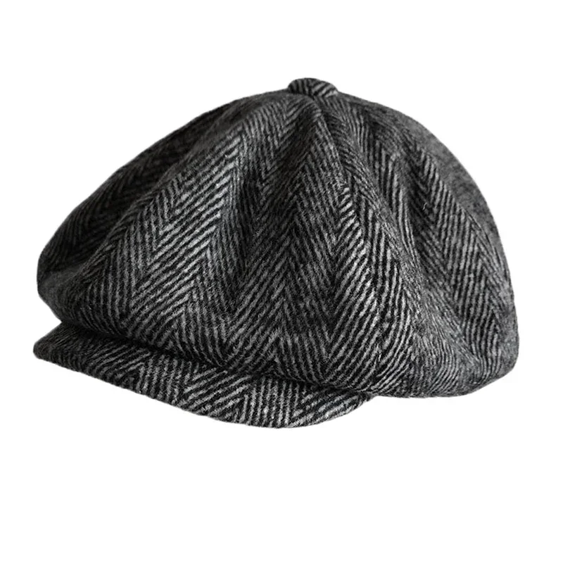 Woollen Herringbone Newsboy Cap Men Women British Gatsby Retro Hat Driver Flat Cap for Male Vintage Beret Hat NC55