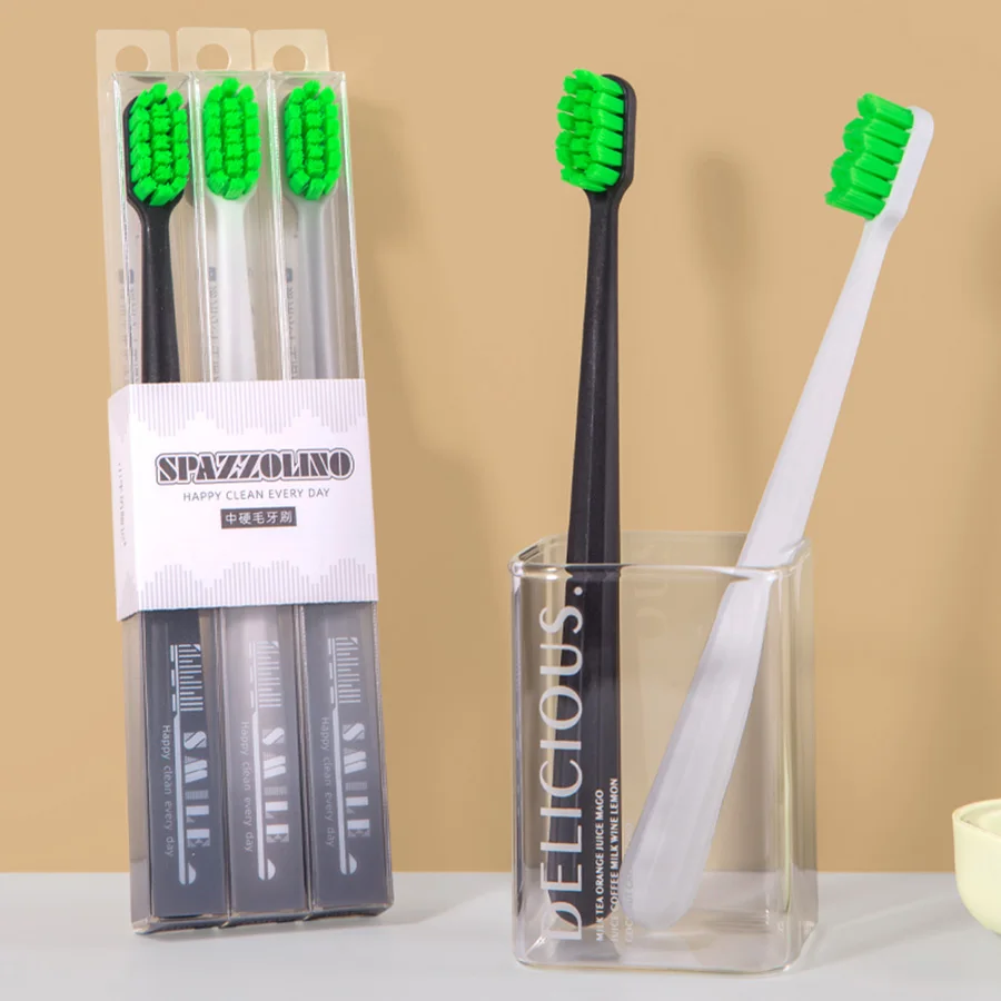 medium to hard manual toothbrush extra harder for deep cleaning More thorough stain removal