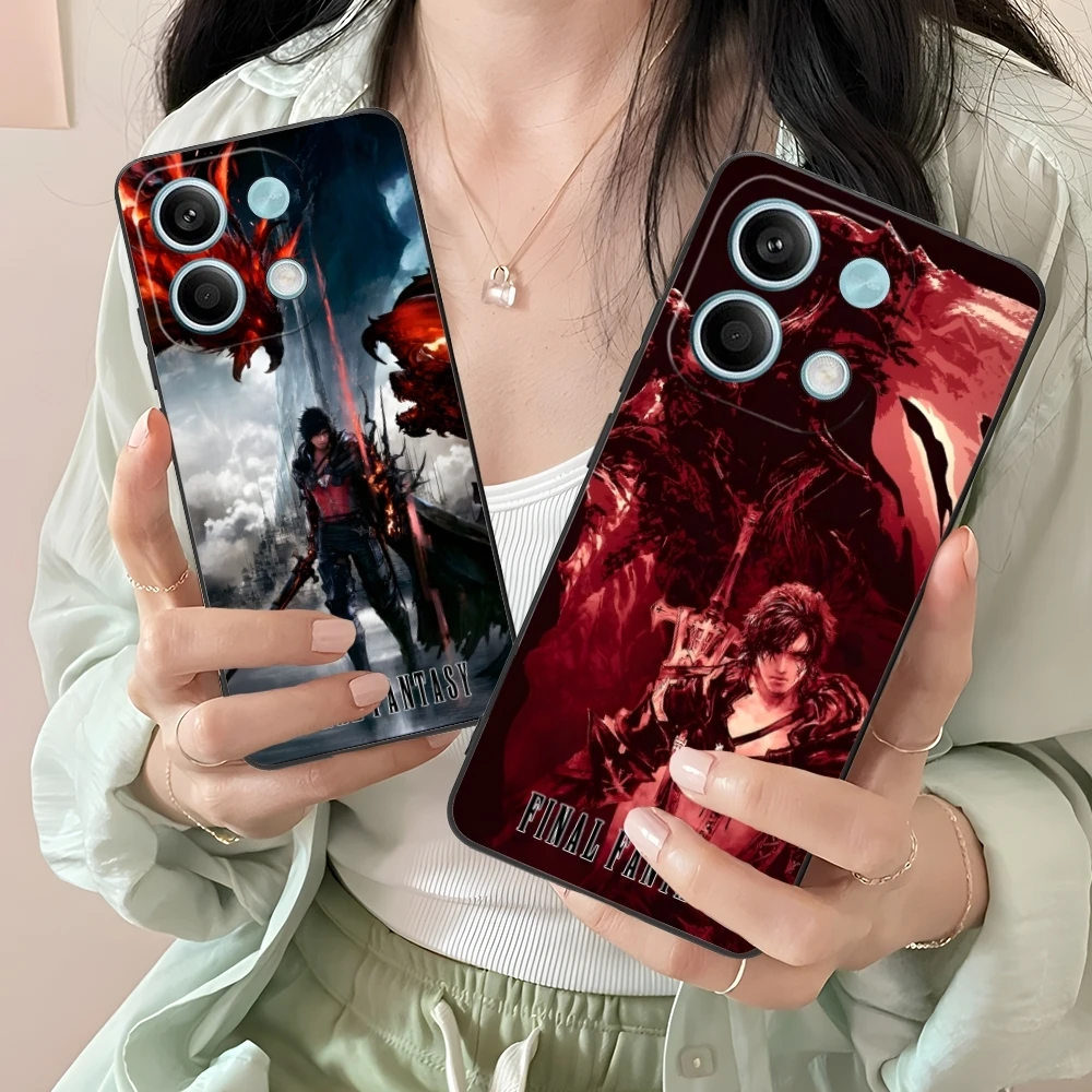 Final Fantasy Painting Mobile Cell Phone Case for Xiaomi Redmi Note 13 12 11 10 9 8 7 6 S A Pro Lite Plus 5G Black Cover Shell