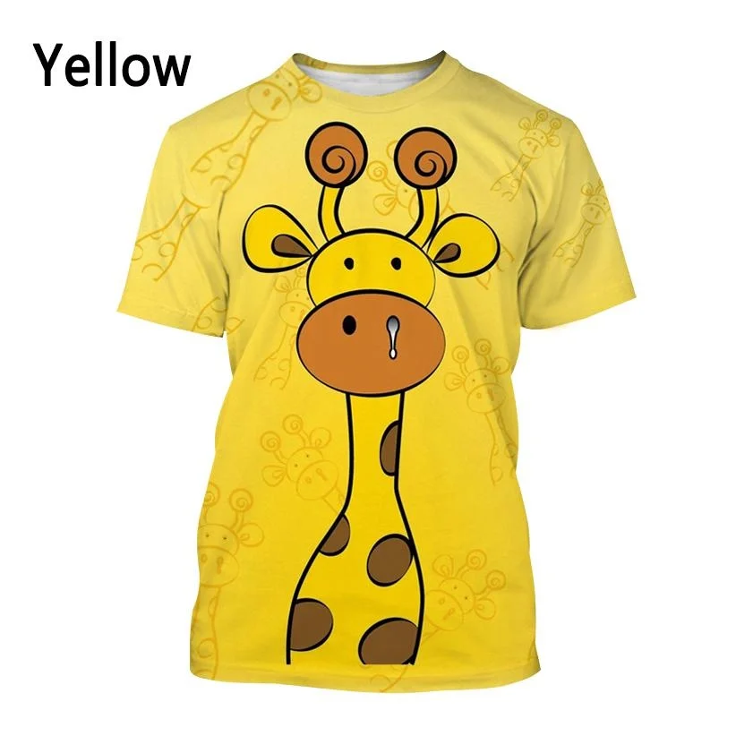 Giraffe 3D Printed T-shirt Men's Fashion T-shirt Summer Casual Short-sleeved Giraffe Shirt Top