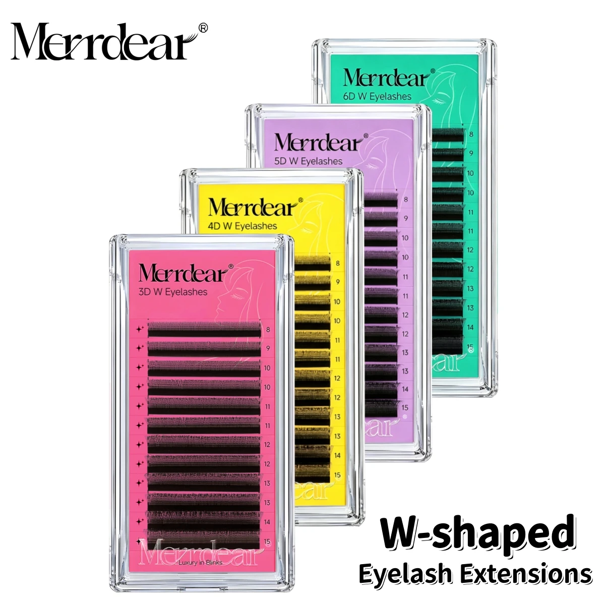 

Merrdear 3D/4D/5D/6D W-shaped Lashes Matte Black Soft Natural W Shape Eyelash Extensions 12Line/Tray Premade Volume Lash Makeup