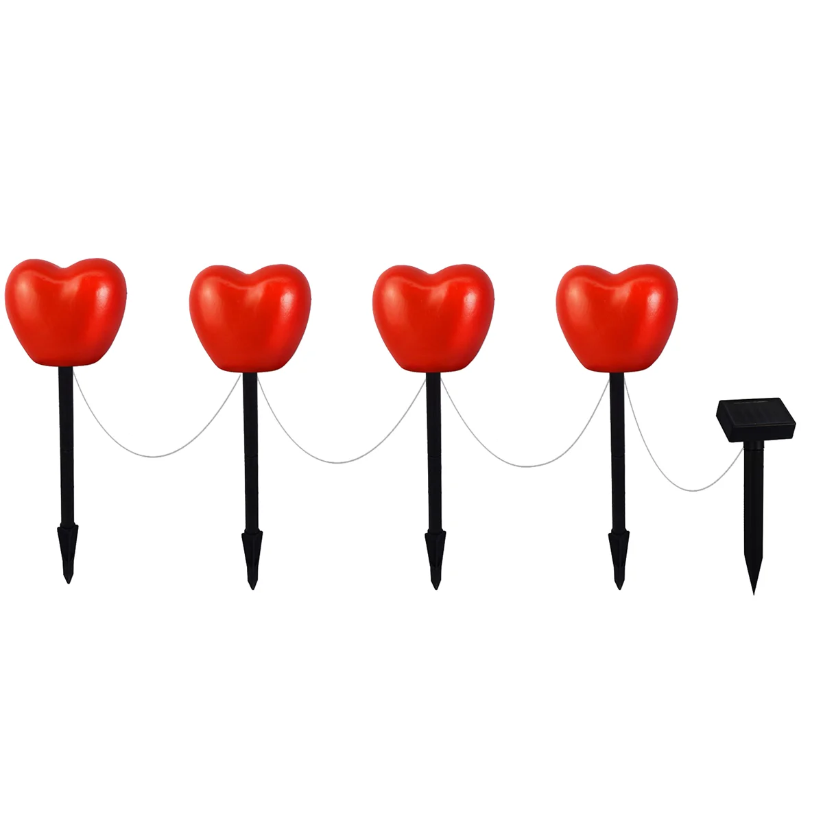 Set of 6 Solar Heart Stake Lights for Valentines Day Decor, Outdoor Waterproof Heart Shaped Light for Garden