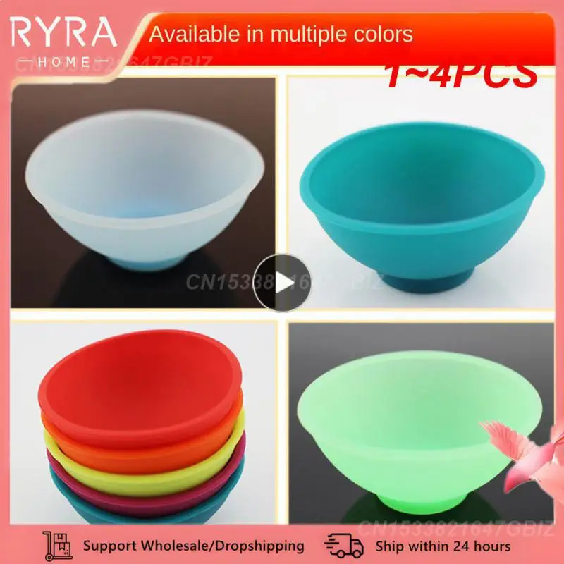 1~4PCS Silicone Bowl Multi-Color Kitchen Seasoning Baby Food Face-pack Bowl Dining Tableware Household