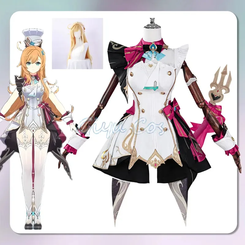 

Genshin Impact Escoffier Cosplay Costume Wig Halloween Costumes for Women Game Uniform