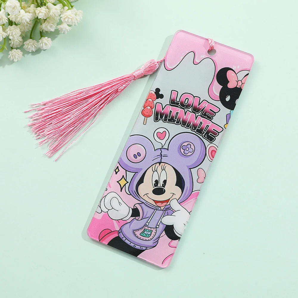 Cute Acrylic Donald Duck Mickey Minnie Bookmark Cartoon Tassels Page Mark Bookmark for Boys Girls Anime Peripheral Stationery