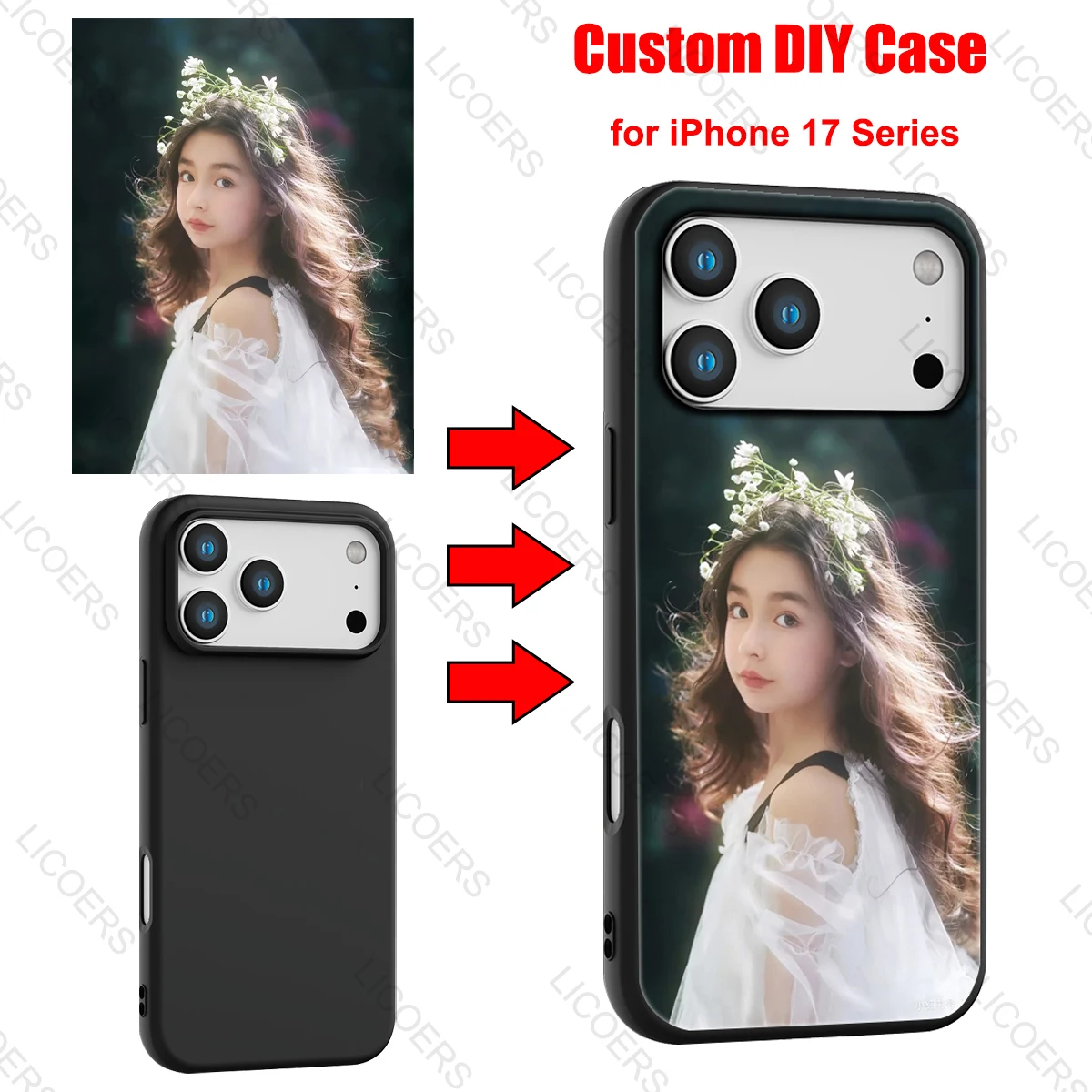 Individuelles DIY-Gehäuse für iPhone 18 17 Pro Max 18 Pro 17 Air, Klare TPU-Weiche Matte Silikonhülle mit Fotodruck und gehärtetem Glas