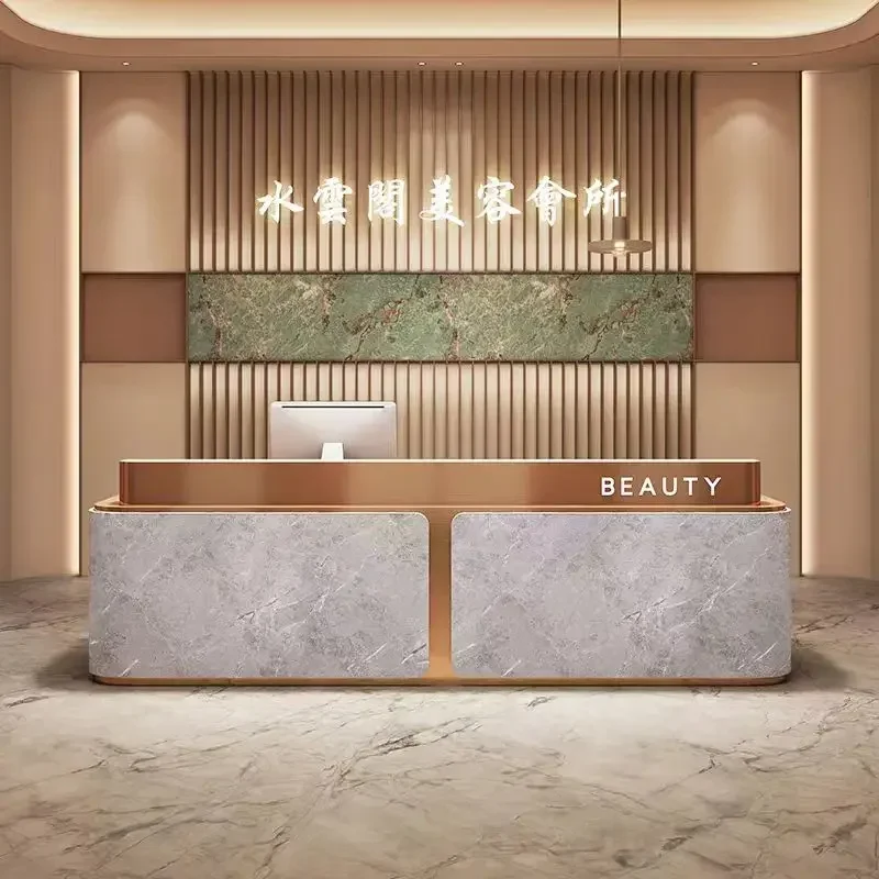 

Design Luxury Front Desk Reception Counter Hotels Long Classic Reception Desks Modern Business Mostrador Recepcion Furniture