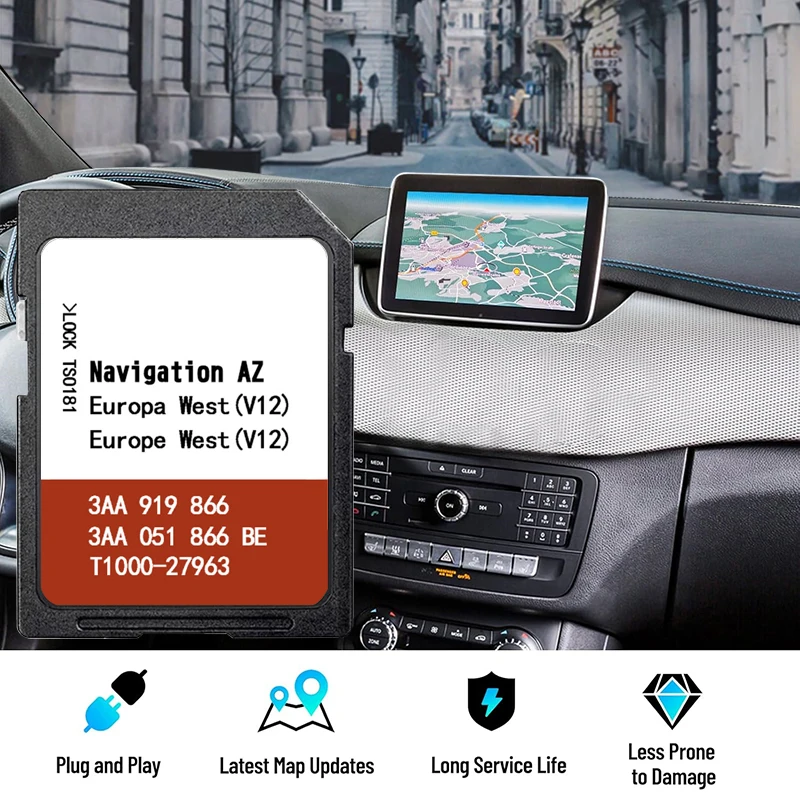 RNS 315 Navegações Atualização AZ V12 Mapa da Europa Oeste OST para VW Passat/Jetta/Polo/Sharan/Tiguan GPS Cartão de Memória SD 3AA 051866 SER