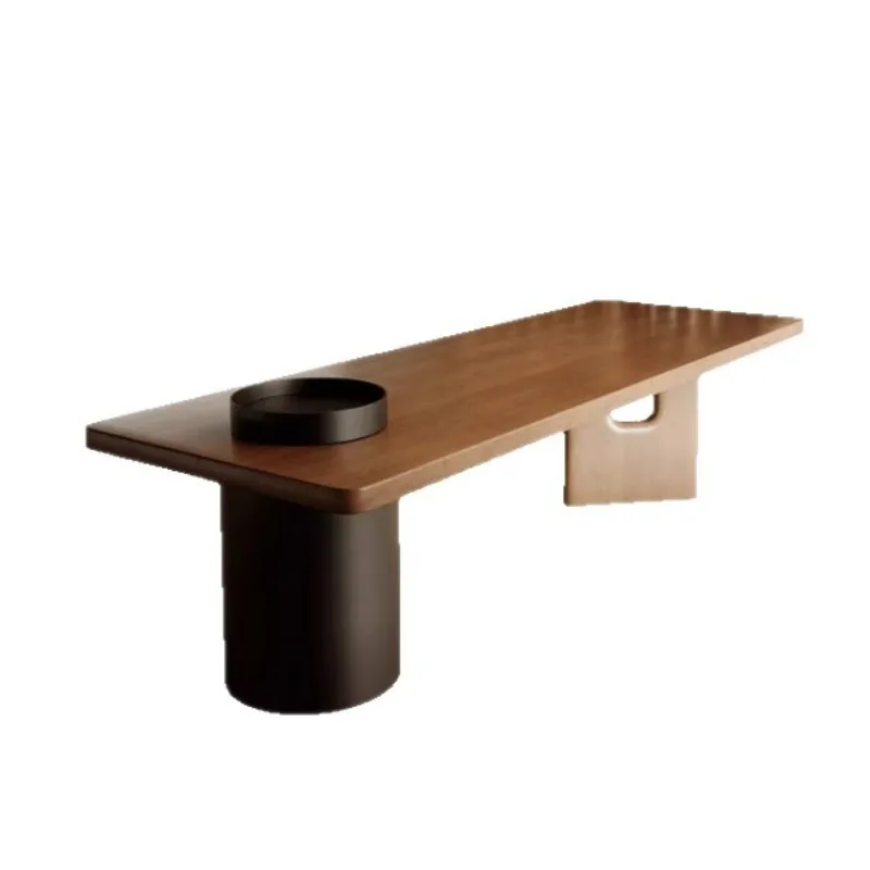 

New Chinese solid wood tea table full set living room balcony kung fu zen log large board office