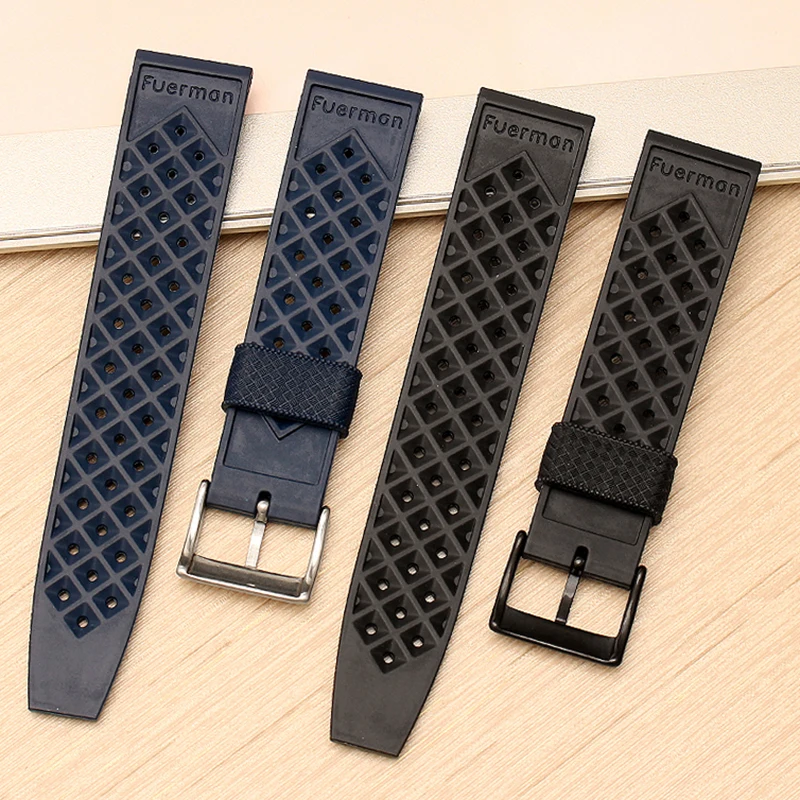 20mm 22mm breathable silicone watchband for Seiko Longines Concas Hollyssey diving series 65 replica sports watch chain strap