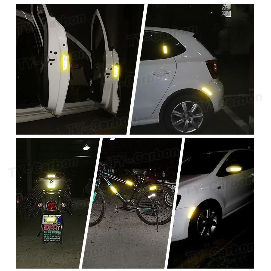 ملصقات سيارة عاكسة للضوء ليلاً تحذير من PET مضاد للتصادمات ومقاوم للماء وملصقات تتوهج في الظلام لحركة المرور الماسية