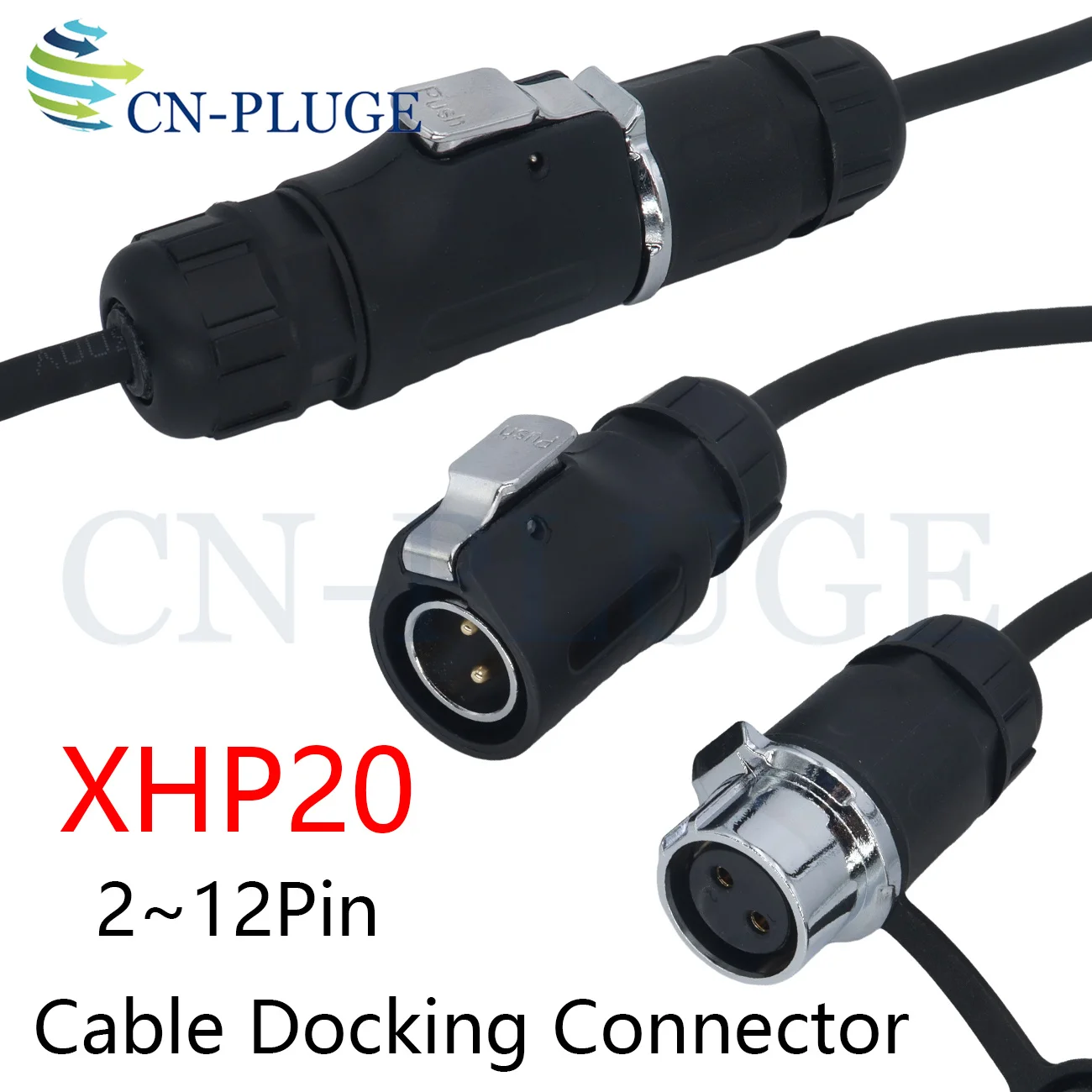 XHP20 Cable Docking Connector 2 3 4 5 6 7 8 9 10 12 Pin Aviation Waterproof IP67 Plug, LED Light Power Cable