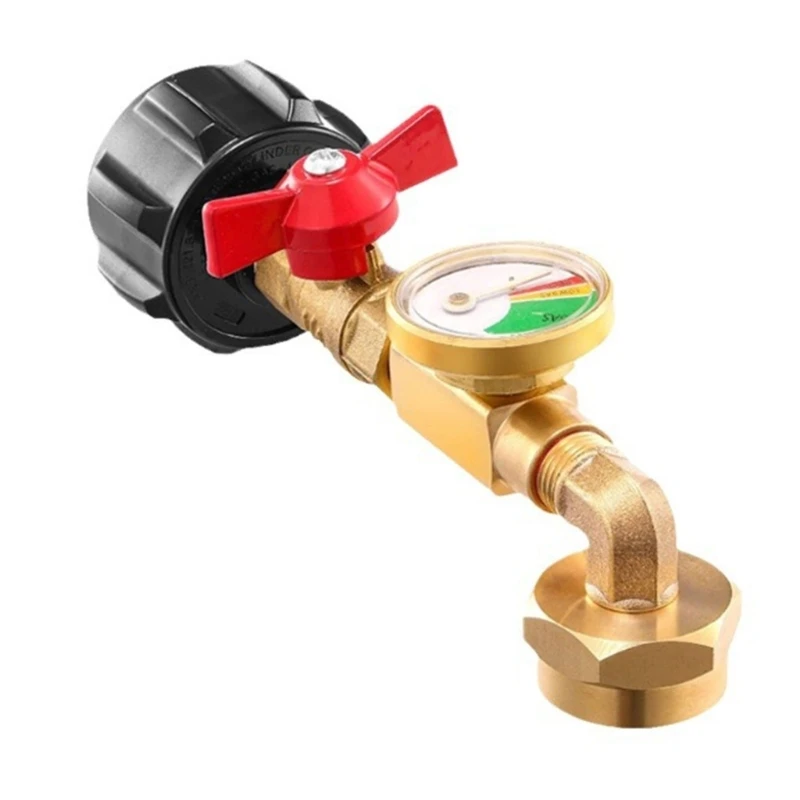 2024 New Brass Propane Bottle Refill Adapter with Pressure Gauge Quick Connection 1LB Cylinders Filling Tool for Outdoor Cooking