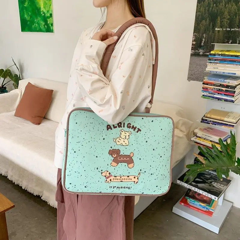 Ins Zoete Leuke Cartoon Print Laptoptas Dames Grote Capaciteit Tablet MacBook Air Pro 14 16-inch Schouder Laptoptas Notebook Tas