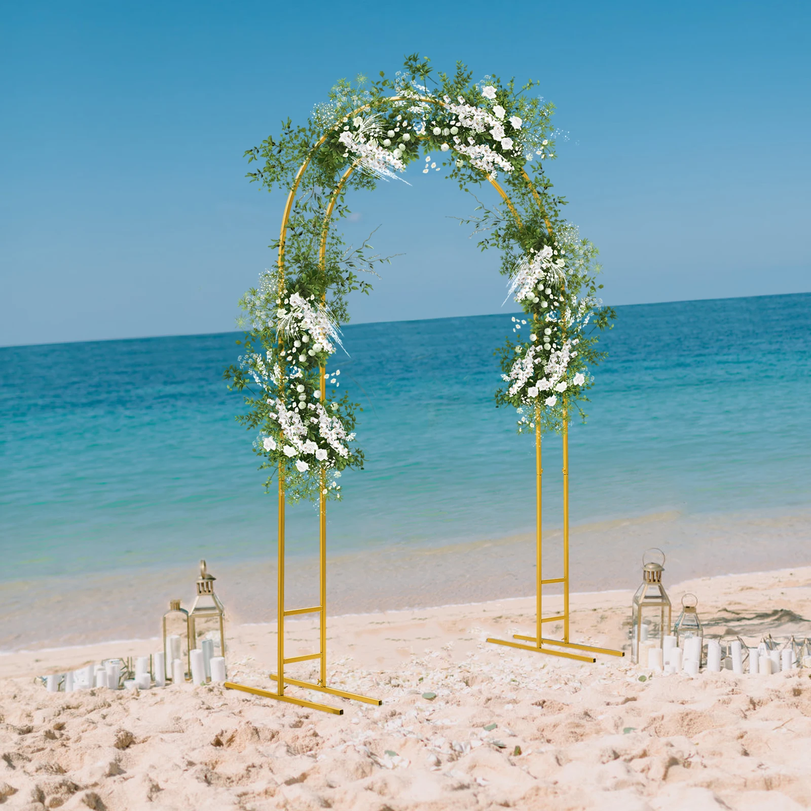 

Garden Arch With Base, Metal Climbing Plants,150220cm Wide Sturdy Metal, Gold