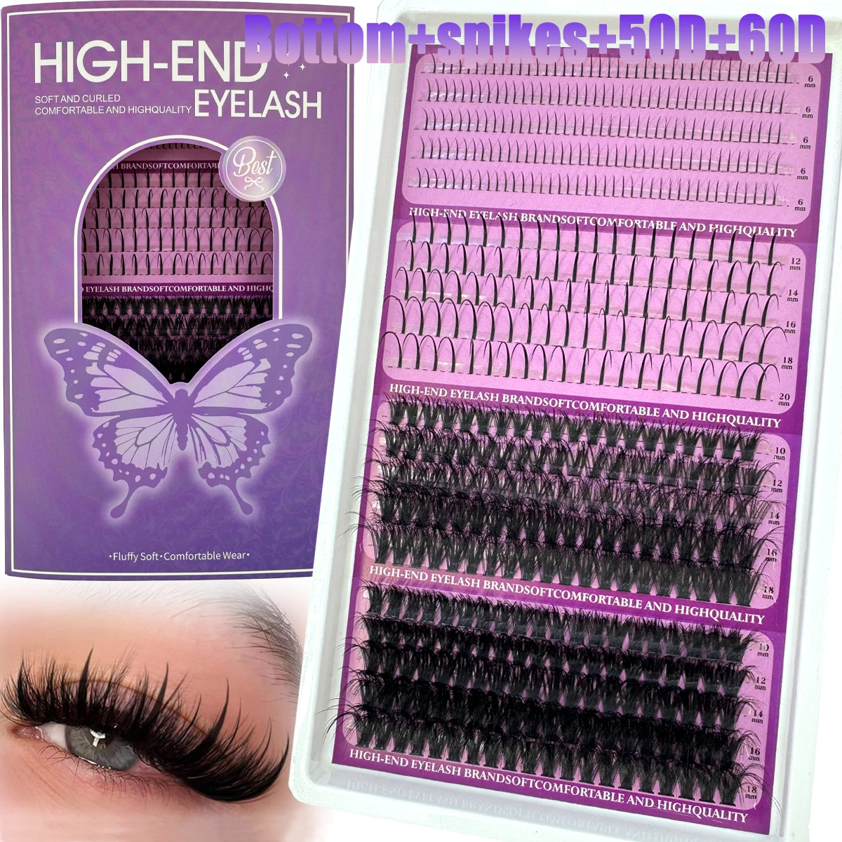 20 linhas lash spikes clusters volume cílios individuais cílios finos diy espetado lash extensão mangá clusters cílios