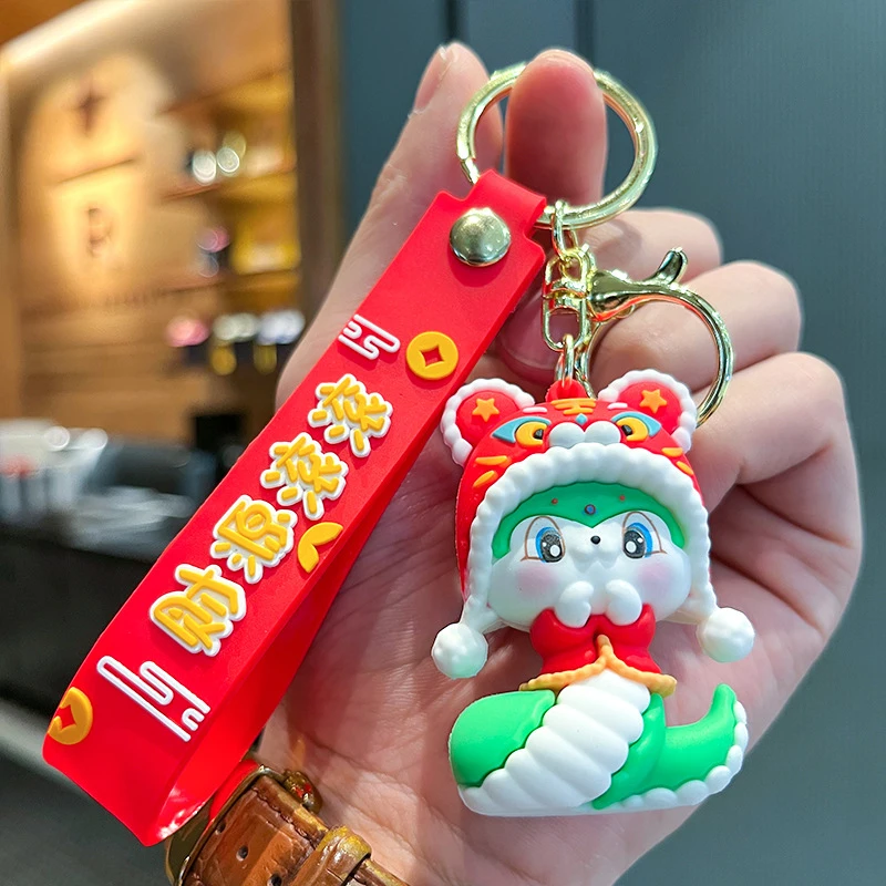 Creative Cute Spring Festival Snake Keychain Lucky Wealth New Year Pendant Chinese Style Snake Key Ring Bag Decoration Gifts