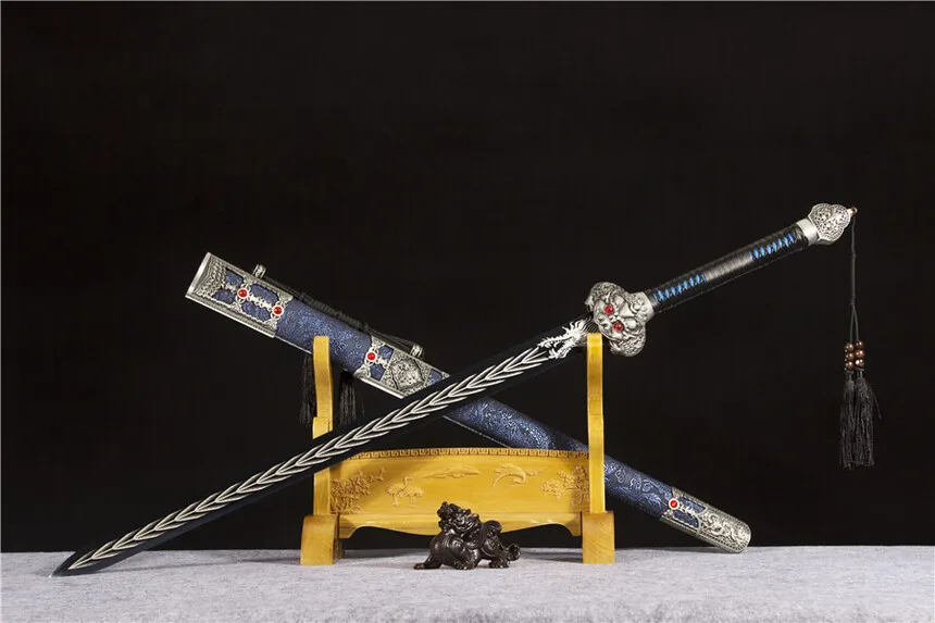 114cm Yongle Blue Soul Sword Medieval Battle Preparation katana full tang Manganese Steel Edge Cutting Ninja Kung Fu Martial Art