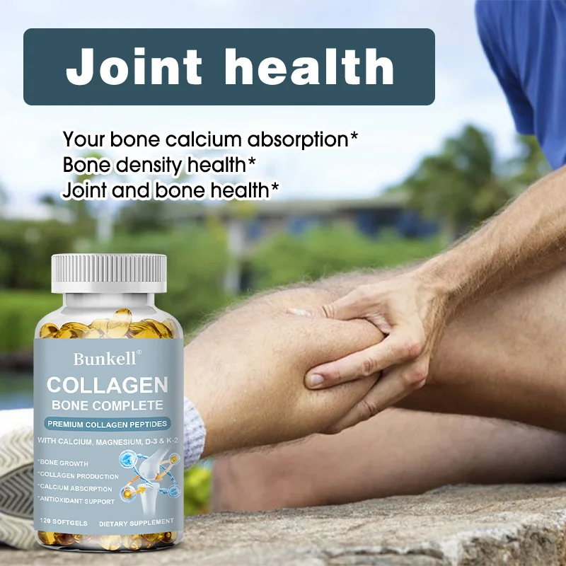 Collagen Capsules Fortified with Calcium, Magnesium, Vitamin D3, Vitamin C, Vitamin K-2 for Bone and Joint Health