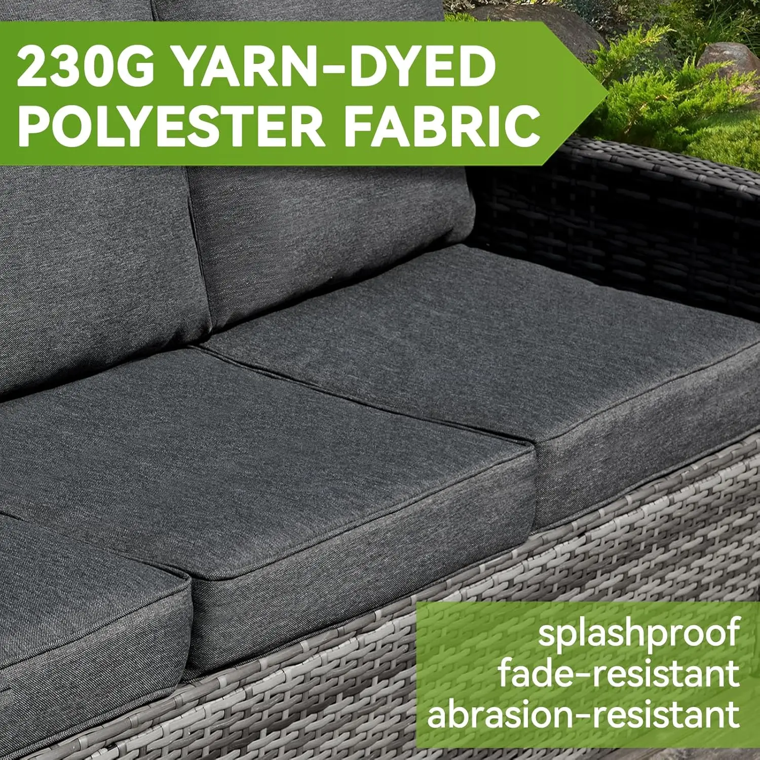 6pcs Patio Furniture Set Sectional Rattan Wicker Outdoor Conversations Sets w/Table & Ottomans for Garden,Poolside,Backyard-Grey