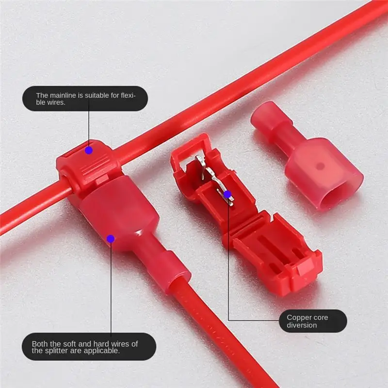 (PQWN) 120 Pcs/60 Pairs Quick Splice Wire Terminals T-Tap Self-Stripping with Nylon Fully Insulated Male Quick Disconnects