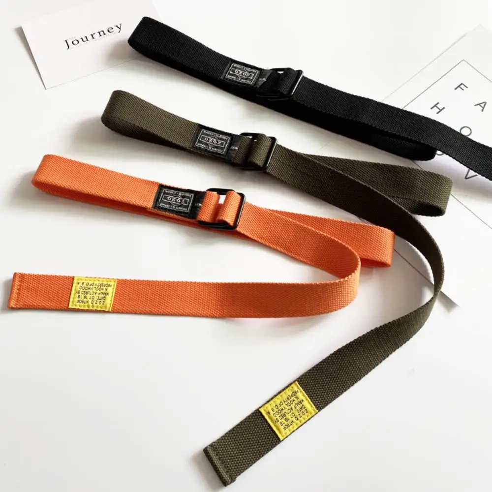 Trendy Cargo Pants Canvas Belt, Unisex Hip-Hop Denim Belt with Double Ring Buckle, Extended Length Waistband