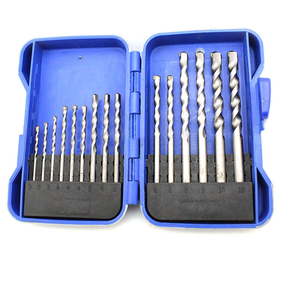 

15 Pcs Masonry Drill Bits Carbide Concrete For Tile Metal Granite Wood 3-10mm Equipped With Round Shank Versatility Drilling