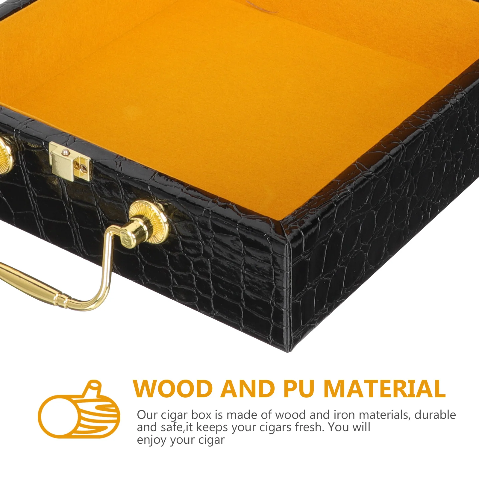 

Pu Crocodile-Print Wooden Humidor Flip-Lid Storage Box Portable Case Durable Moisture-Proof Cigar Storage Container Gift Home