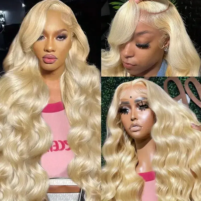 38 Inches 150 Density 613 Blonde 13x4 HD Lace Wig Body Wave Water Wave Preplucked Baby Hair For Women Human Hair Wig