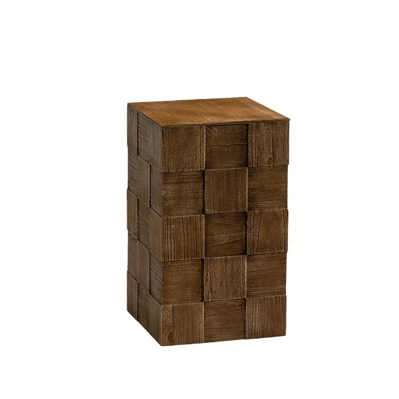 Sandy Wind Solid Wood Storage Storage Side Living Room Sofa Corner Small Apartment Retro Old Small Coffee Table Coffee Table