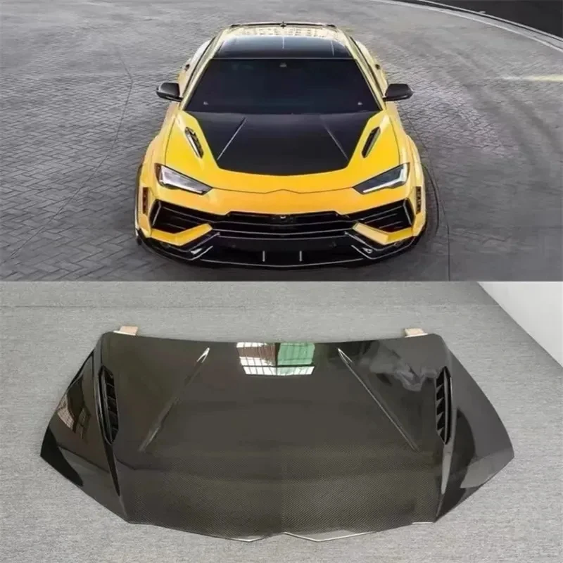 

ReaI Dry Carbon Fiber Hood Engine Cover Hood Car Headliner Hood Cover Upgrade Auto Parts Kit