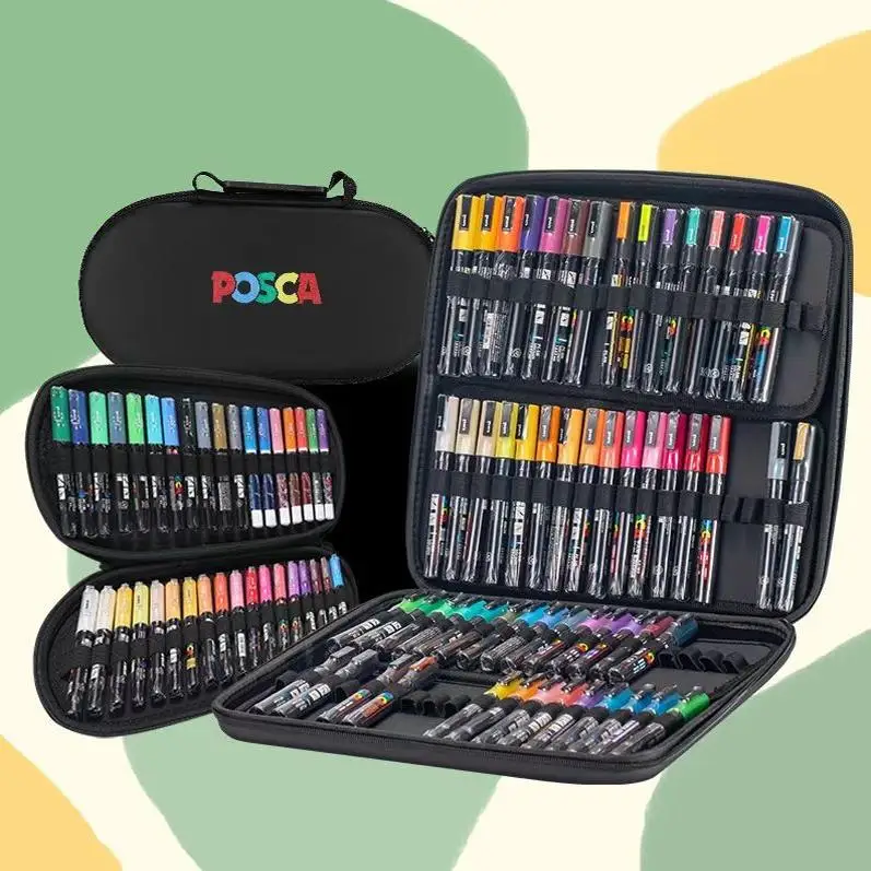 POSCA Full Markers Storage Handbag Suit ,Portable 24/36/48/72 Slots Multifunctional Bag With plumones colores 1M 3M 5M 8K 17K