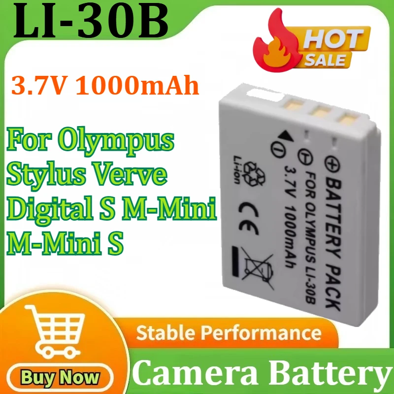 

LI-30B Li-30C Camera Battery 3.7V 1000mAh Rechargeable Battery for Olympus Stylus Verve Digital S Μ-Mini Μ-Mini S Digital Camera
